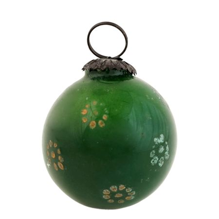Vintage Green Glass Floral Pattern Christmas Ornament