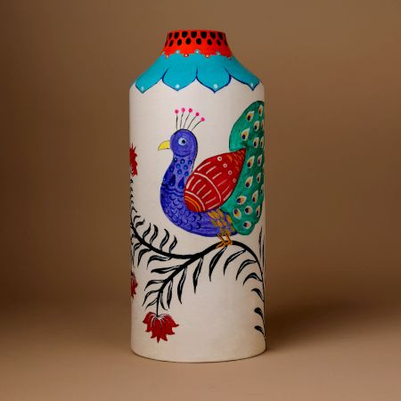 Handcrafted Ceramic Madhubani Painted Decorative Vase Set of 3