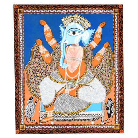Kalighat Pattachitra Lord Ganesha Painting (144×121 cm)