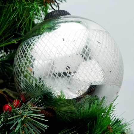 Round Antique Silver Mercury Glass Christmas Ornament
