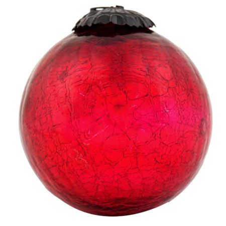 Red Crackle Round Christmas Ball Ornament