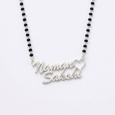 Handmade 925 Sterling Silver Couple Named Naman & Sakshi Mangalsutra Necklace Gift