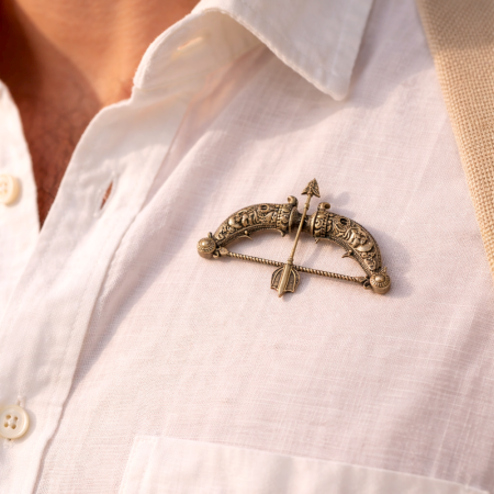 Handmade 925 Sterling Silver Shree Ram Bow Brooch Pin