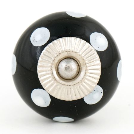 Black Ceramic Polka Dotted Living Room Cupboard Knobs