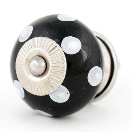 Black Ceramic Polka Dotted Living Room Cupboard Knobs