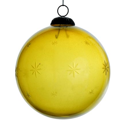 Green Vintage Round Star Glass Hanging Ornament