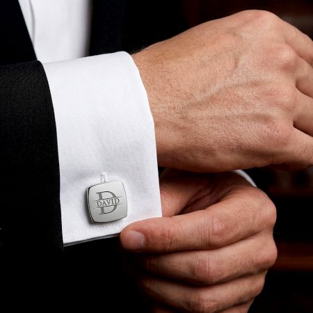 Handcrafted 925 Silver Personalized Square Engraved Cufflinks