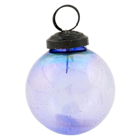 Royal Blue Round Glass Christmas Ornament