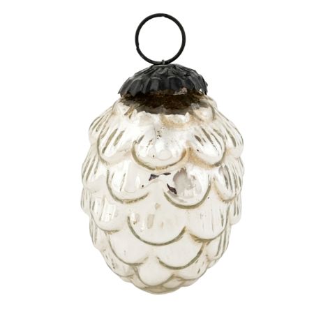 Silver Vintage style Glass Christmas Ornament