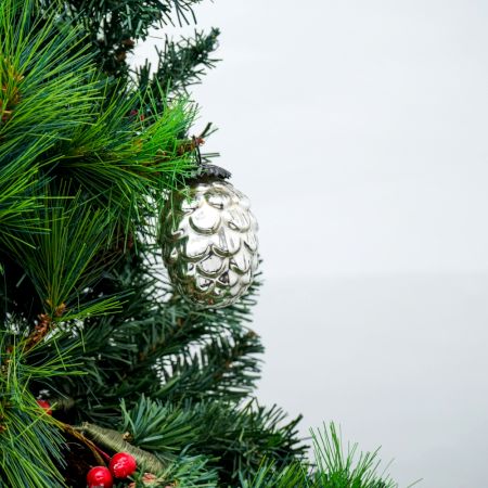 Silver Vintage style Glass Christmas Ornament