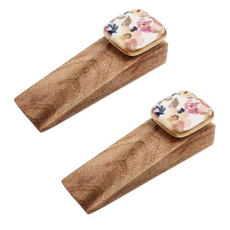 2 Pieces Rose Ceramic Door Cabinet Ceramic Wooden Door Stopper
