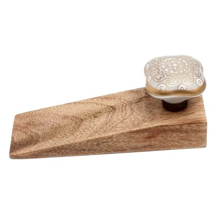 2 Pieces Light Grey Square Ceramic Wooden Door Stopper