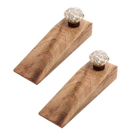 2 Pieces Grey Hexagon Small Ceramic Wooden Door Stopper