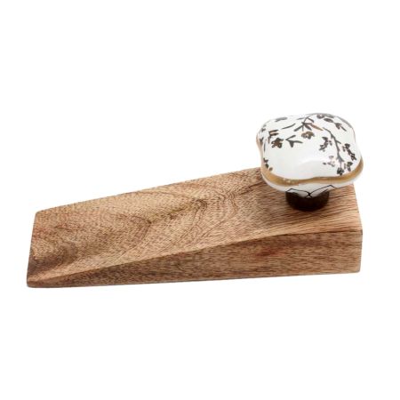 2 Pieces Golden Leaf Flower Square Ceramic Wooden Door Stopper