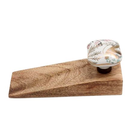 2 Pieces Golden Leaf Bird Square Ceramic Wooden Door Stopper