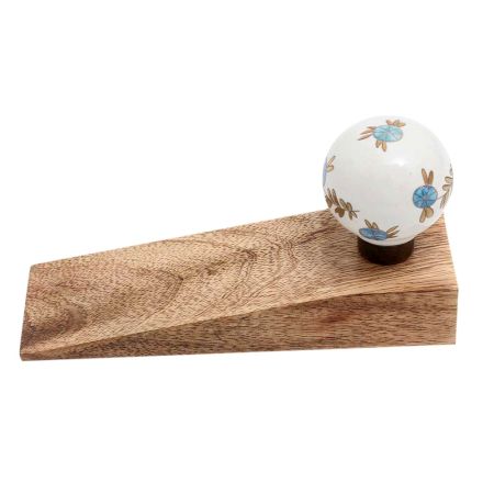 2 Pieces Golden Leaf Big Ceramic Round Wooden Door Stopper