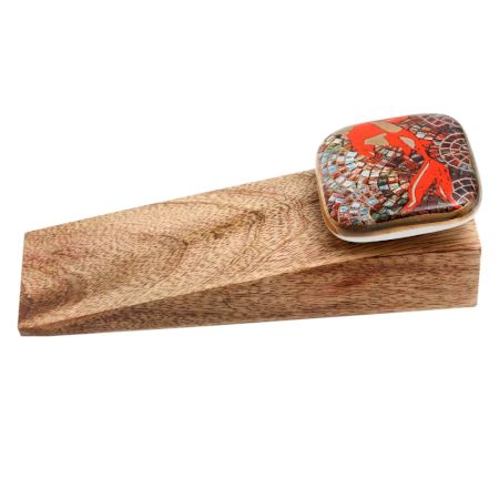 2 Pieces Gold Fish Ceramic Wooden Door Stopper