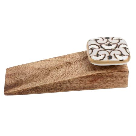 2 Pieces Black Sea Shell Square Ceramic Wooden Door Stopper