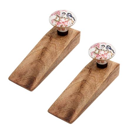 2 Pieces Birds Ceramic Wooden Door Stopper