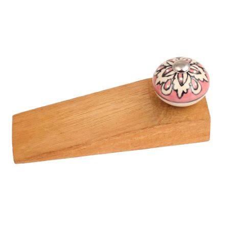 2 Pieces Peach Flower Ceramic Wooden Door Stopper