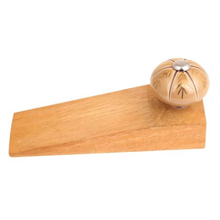 2 Pieces Golden Leaf Ceramic Floral Wooden Door Stopper