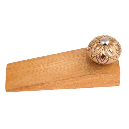 2 Pieces Golden Flower Ceramic Wooden Door Stopper