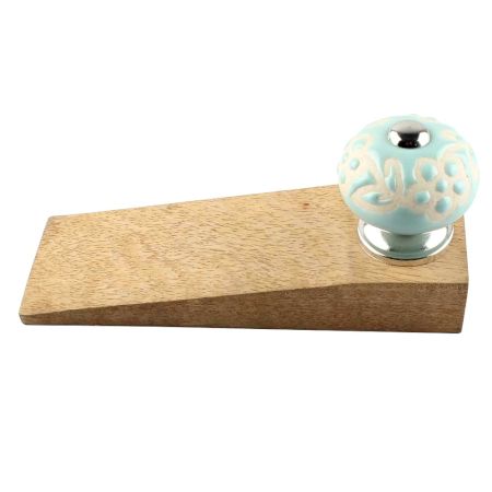 2 Pieces Sage Green Etched Ceramic Door Stopper