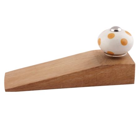 2 Pieces Mustard Dotted Ceramic Floral Door Stopper