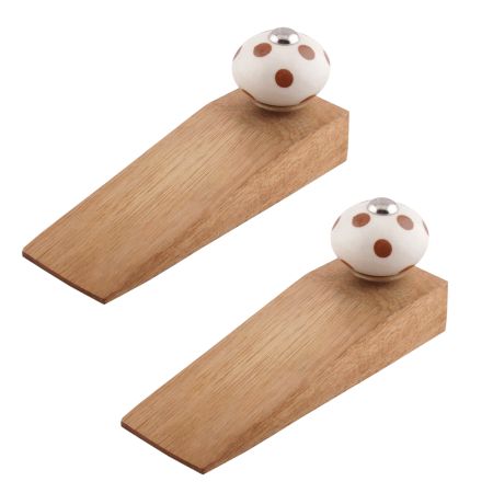 2 Pieces Brown Dotted Ceramic Floral Door Stopper