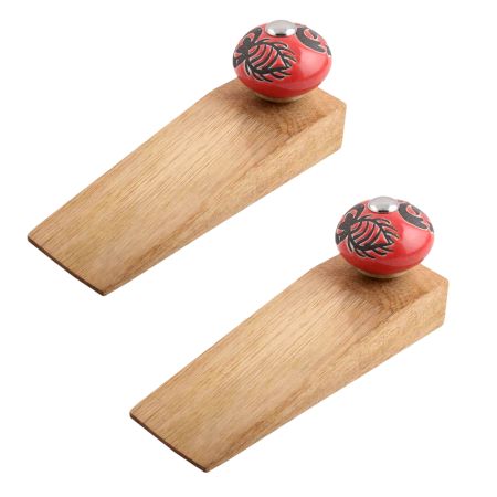 2 Pieces Red Scorpion Ceramic Wooden Door Stopper