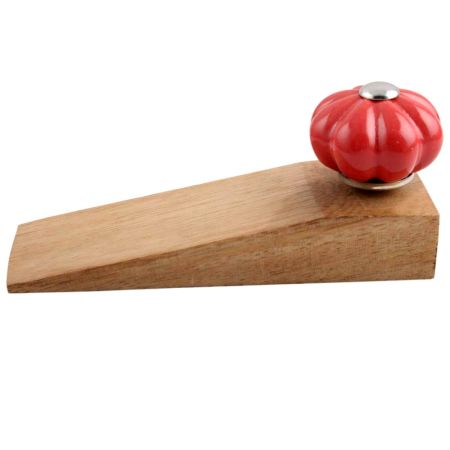 2 Pieces Red Big Melon Ceramic Wooden Door Stopper
