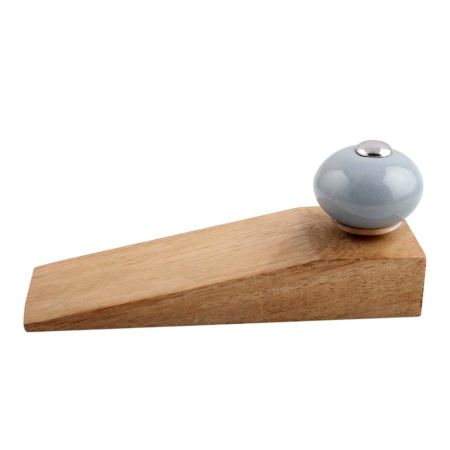 2 Pieces Light Grey Round Ceramic Wooden Door Stopper