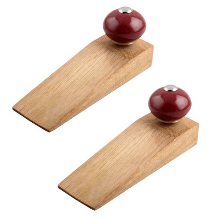 2 Pieces Cherry Round Ceramic Wooden Door Stopper