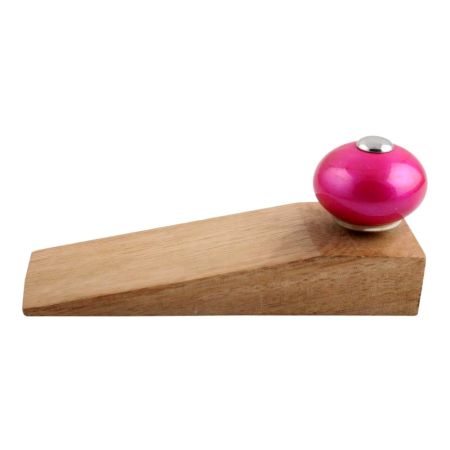 2 Pieces Neon Pink Round Ceramic Wooden Door Stopper