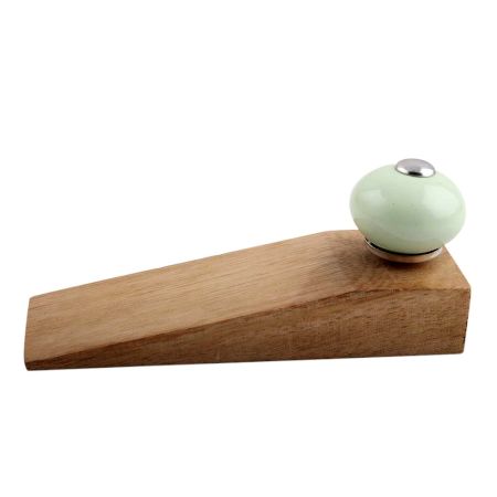 2 Pieces Sage Green Round Ceramic Wooden Door Stopper