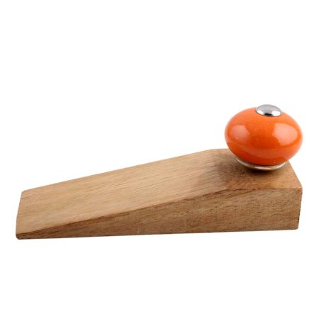 2 Pieces Orange Round Ceramic Wooden Door Stopper