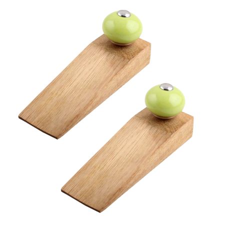 2 Pieces Lime Round Ceramic Wooden Door Stopper