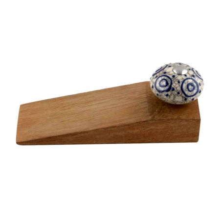 2 Pieces Blue Decorative Crackle Ceramic Wooden Door Stopper