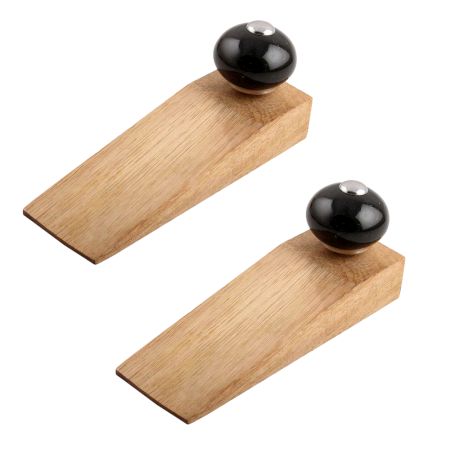 2 Pieces Black Round Ceramic Wooden Door Stopper