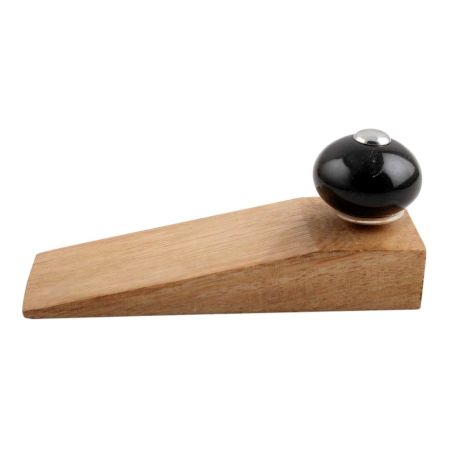 2 Pieces Black Round Ceramic Wooden Door Stopper