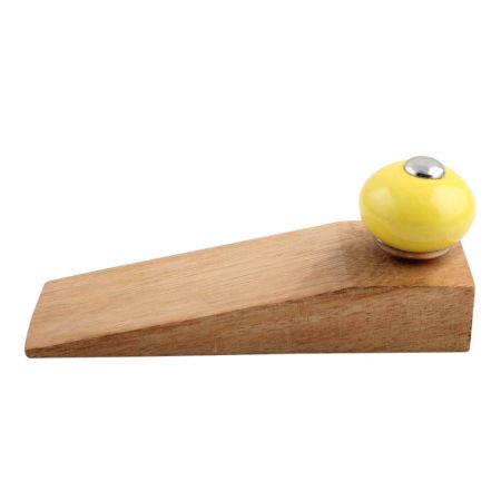 2 Pieces Yellow Round Ceramic Wooden Door Stopper
