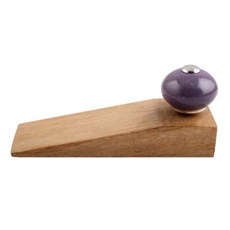 2 Pieces Purple Round Ceramic Wooden Door Stopper