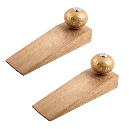 2 Pieces Golden Ceramic Wooden Door Stopper