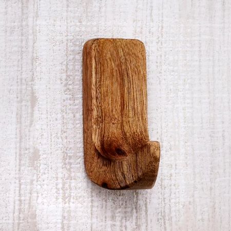 Small Natural Wooden No Drill Adheshive Wall Hook