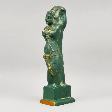 Handcrafted Brass Lady Figurine Antique Green Decor Sculpture