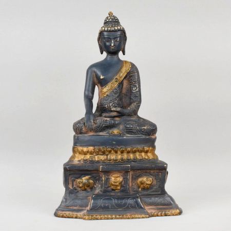Handcrafted Brass Buddha Murti Black Gold Meditation Statue