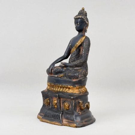 Handcrafted Brass Buddha Murti Black Gold Meditation Statue