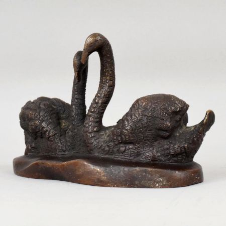 Handcrafted Brass Swan Pair Murti Antique Decorative Showpiece