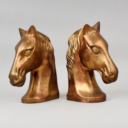 Handcrafted Brass Horse Head Pair Decorative Vastu Showpiece