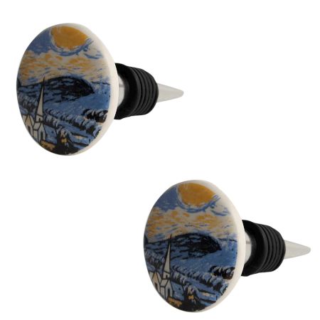 2 Pieces The Starry Night Multicolor Flat Wine Bottle Stopper